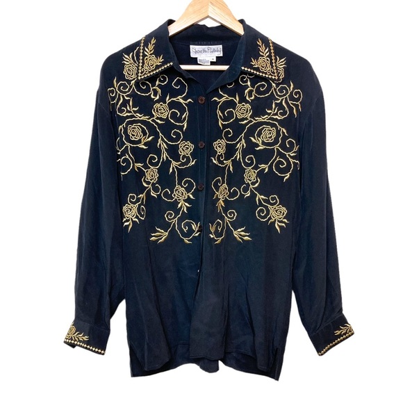 Diane Von Furstenberg Black Silk Button Down Blouse - Picture 1 of 4